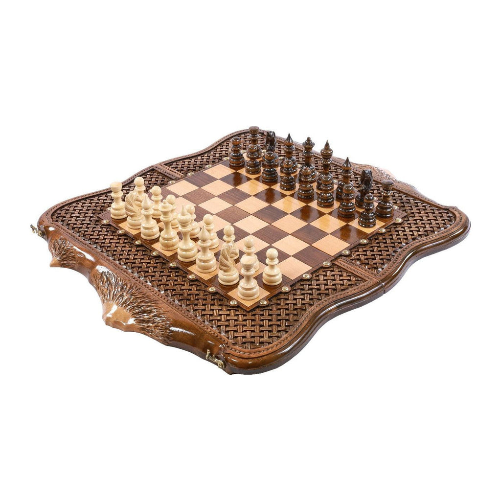 Chess-backgammon with braid-pattern with copyrighted Mount Ararat outline - HrachyaOhanyan Co