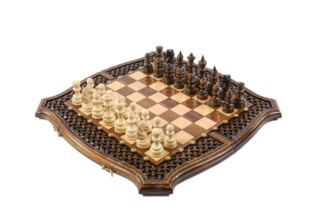 Chess-Backgammon With Braid Pattern With Copyrighted Contour Outline - HrachyaOhanyan Co