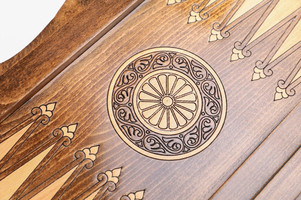 Ornamental Motif Backgammon with Copyrighted Mount Ararat Outline - HrachyaOhanyan Co