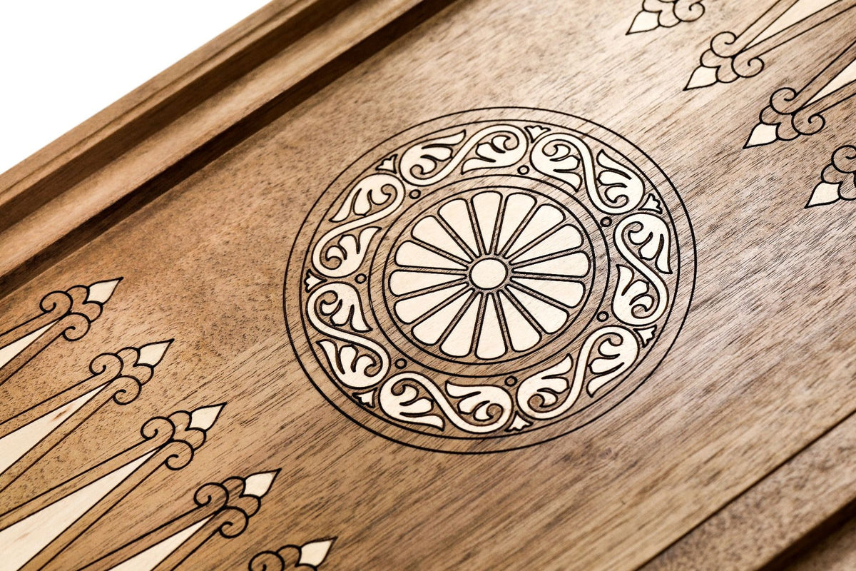 Zweiseitiges Backgammon-Set „Ewigkeit“ mit Intarsien & Flechtmuster, 60 cm – Foto 13