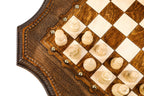 Varnished Chess Table, Engraved Border & Contour Outline, 60 cm – photo 6