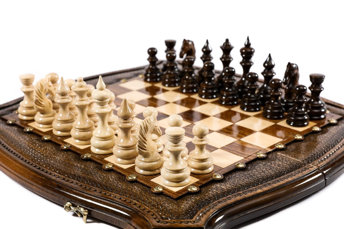 Juego de ajedrez con contorno perfilado y letras de bronce, 50 cm – foto 2