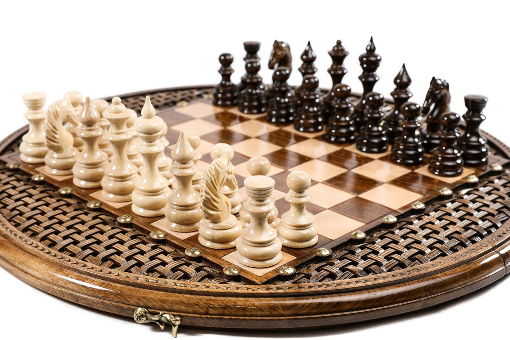 Circular Chess Set with Ornamental Weave Pattern, 50 cm – photo 2