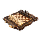 Chess-Backgammon With Braid-Pattern With Copyrighted Mount Ararat Outline - HrachyaOhanyan Co