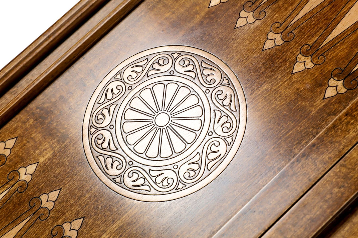 Backgammon mit Relief-Rosette auf Flechtgrund, 60 cm – Foto 13