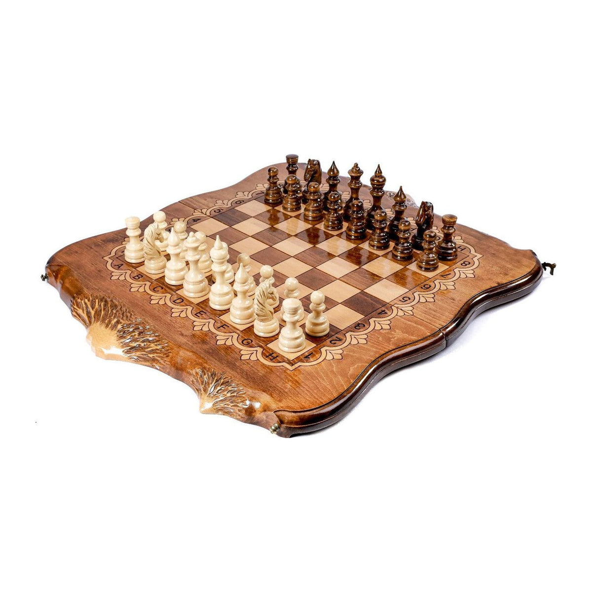 Chess-backgammon with braid-pattern with copyrighted Mount Ararat outline - HrachyaOhanyan Co