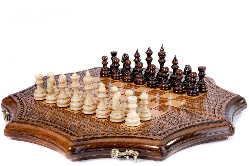 Star-Shaped Wooden Chess Set, 30 cm – photo 2