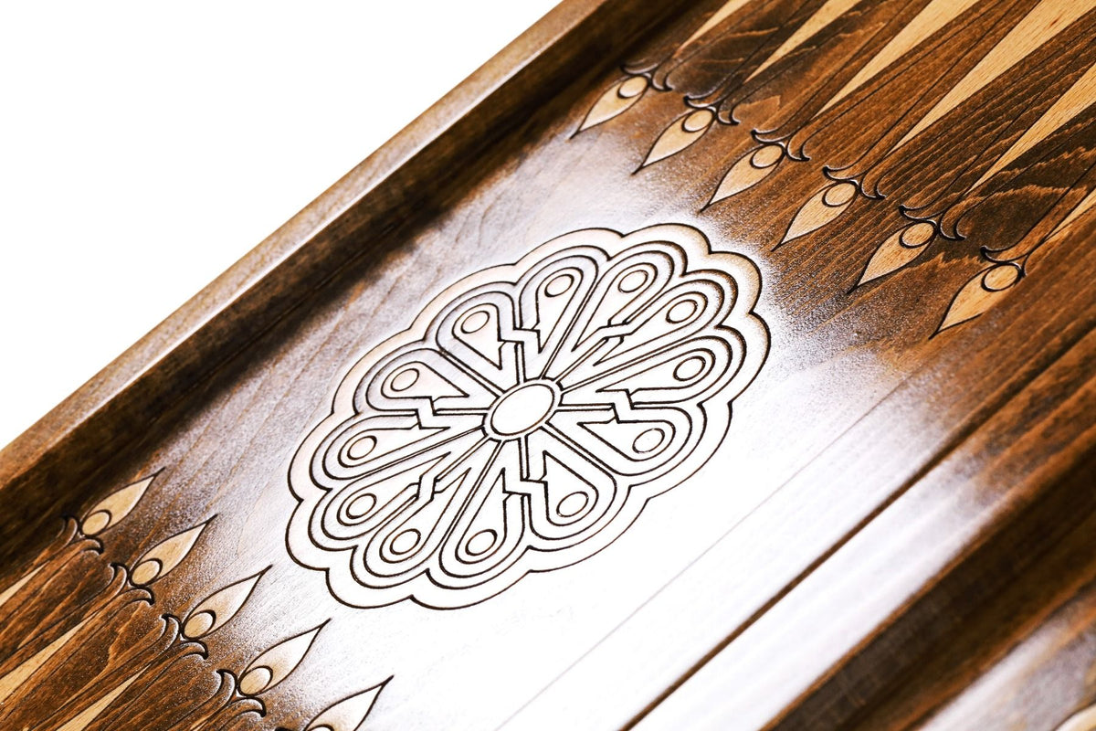 Backgammon mit weißer Rosette auf Gitteroval, 50 cm – Foto 13