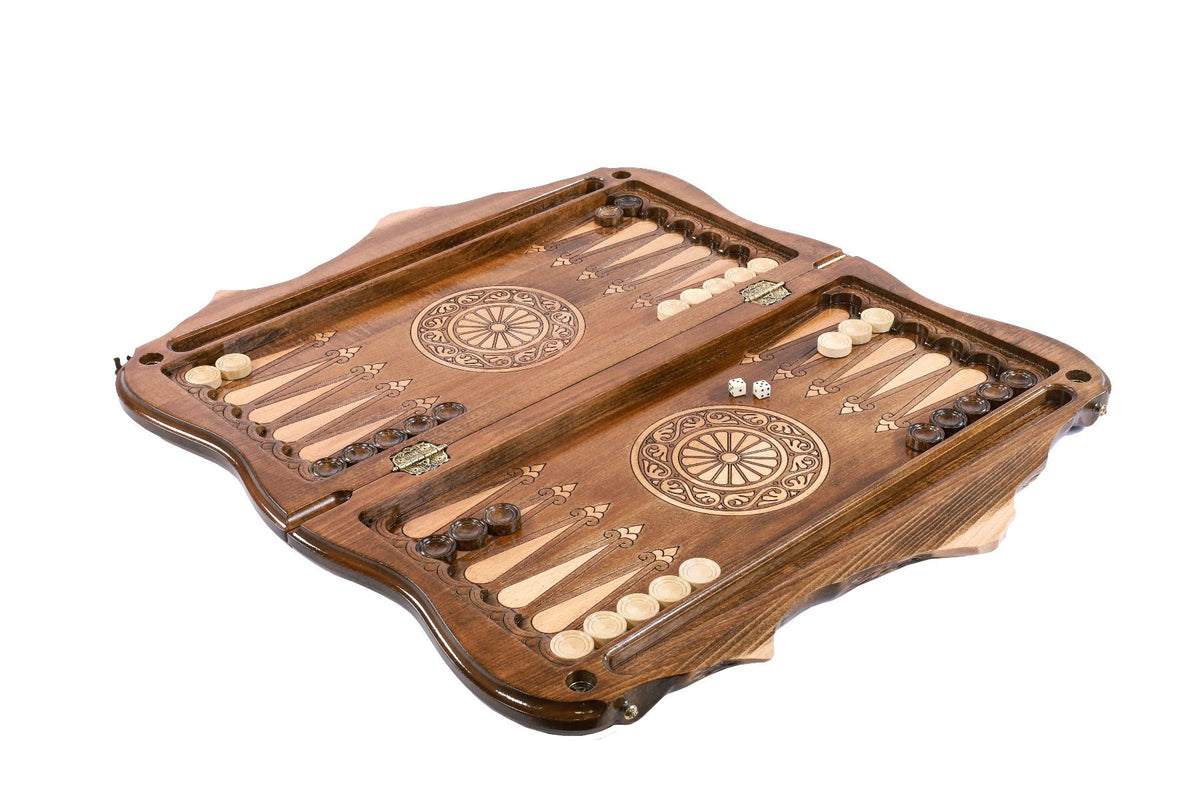 Chess-backgammon with braid-pattern with copyrighted Mount Ararat outline - HrachyaOhanyan Co
