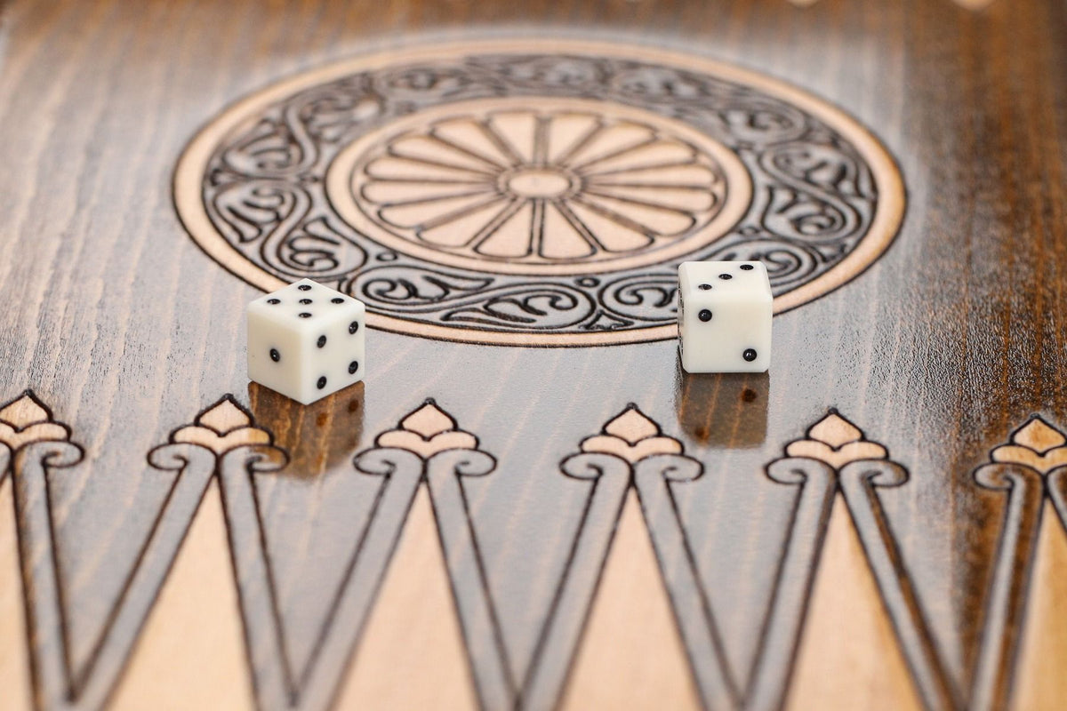 Ornamental Motif Backgammon with Copyrighted Mount Ararat Outline - HrachyaOhanyan Co