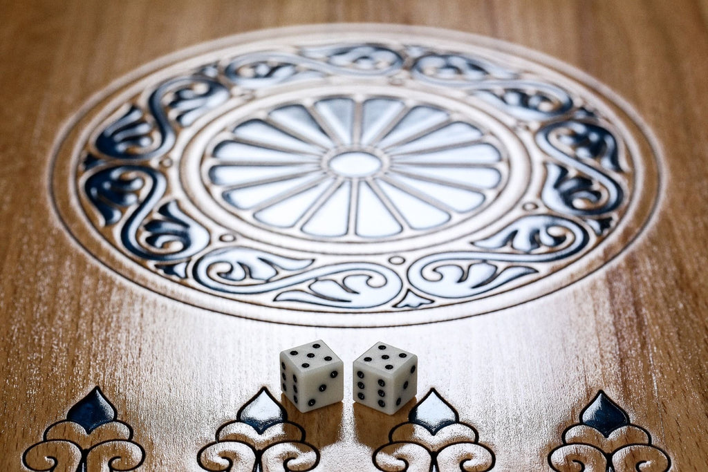 Backgammon With Tree Branch Slices And Epoxy Two-Sided Classic Blue - HrachyaOhanyan Co