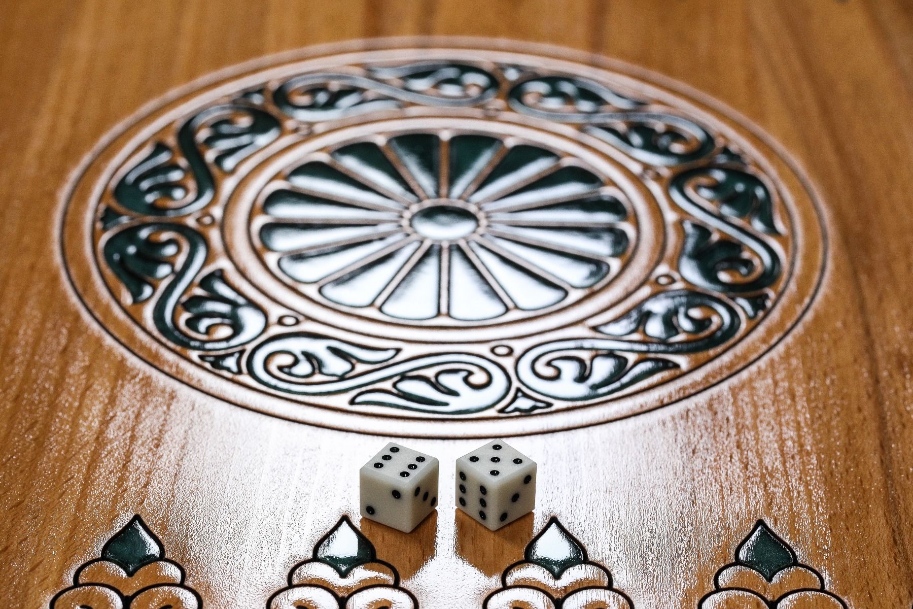 Backgammon With Tree Branch Slices And Epoxy Two-Sided Classic Turquoise - HrachyaOhanyan Co