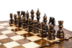 Varnished Chess Table, Engraved Border & Contour Outline, 60 cm – photo 7