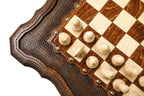 Dark Varnished Chess Table with Drawers & Contour Outline, 60 cm – photo 6