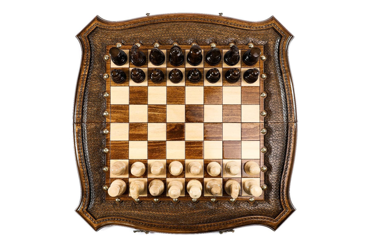 Juego de ajedrez con contorno perfilado y letras de bronce, 50 cm – foto 4
