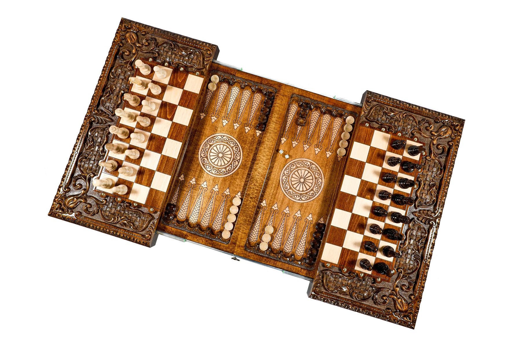 Luxury Chess Backgammon Table with copyrighted contour outline - HrachyaOhanyan Co