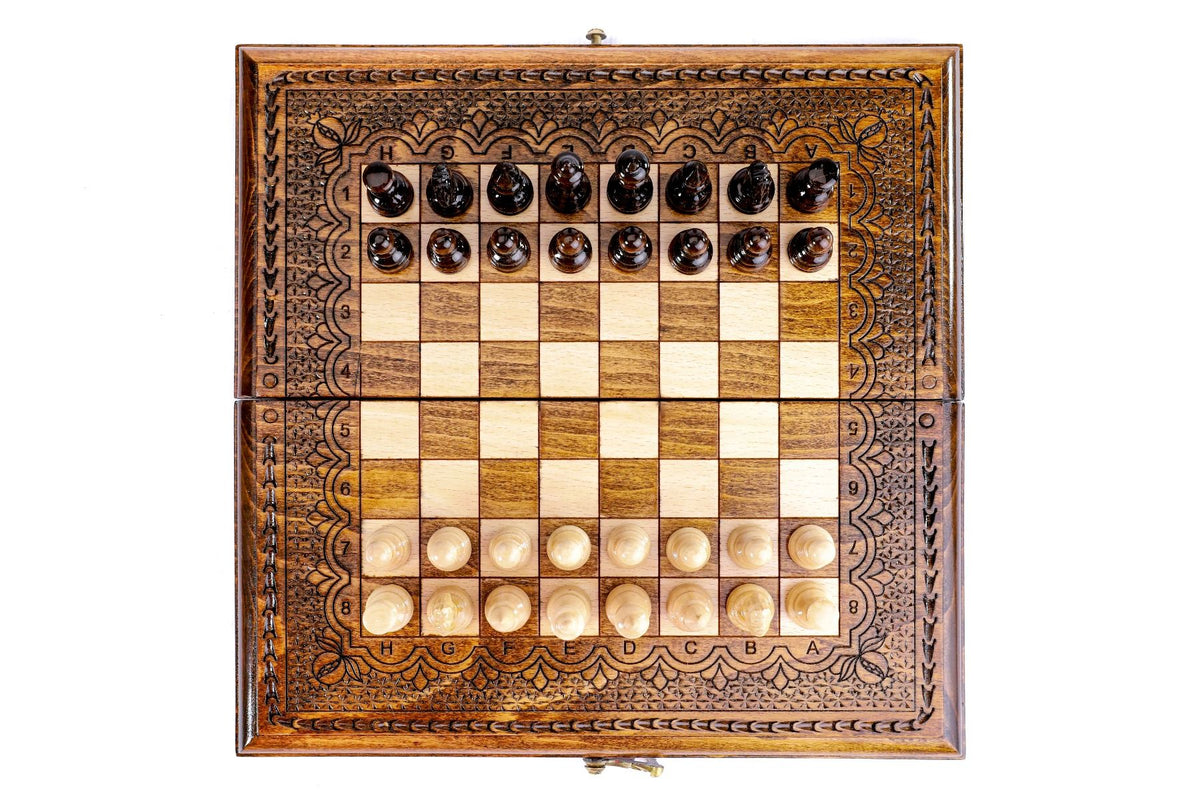 Juego de ajedrez clásico con borde ornamental calado, 30 cm – foto 5