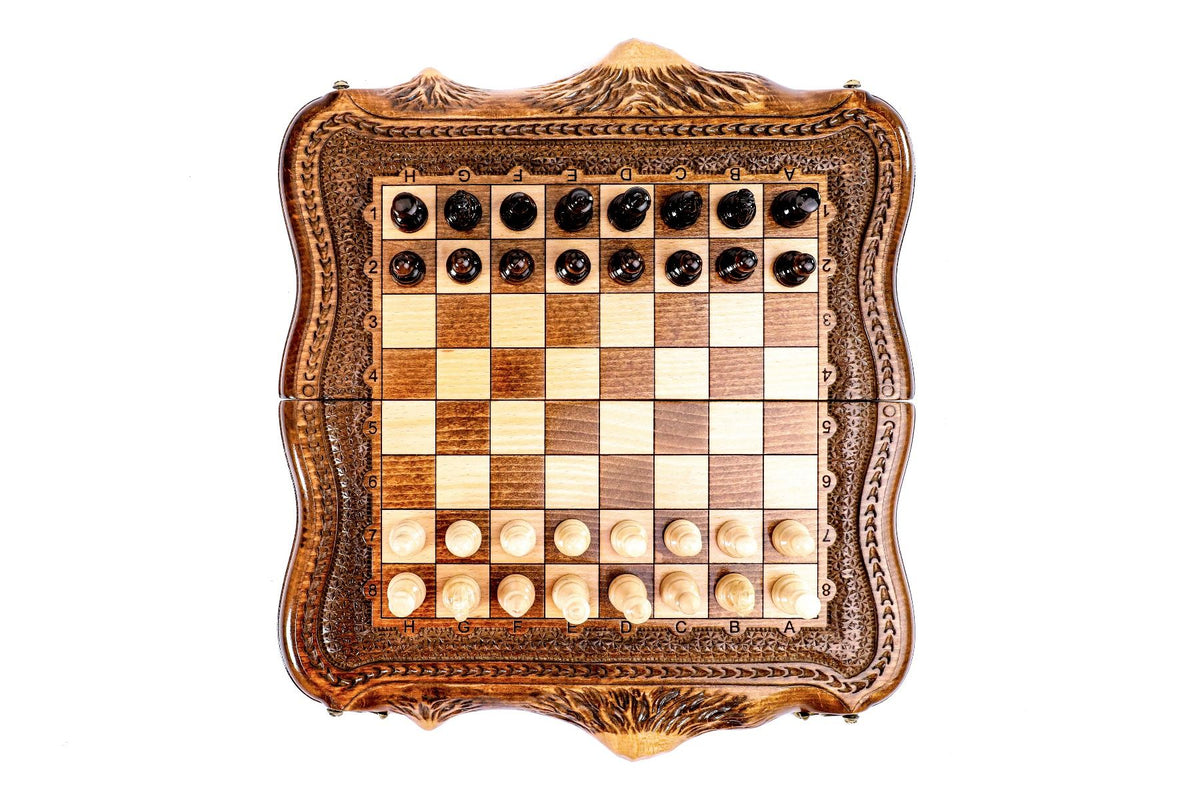 Chess with copyrighted Mount Ararat outline - HrachyaOhanyan Co
