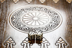 Backgammon With Ornamental Snowflake Motif With Copyrighted Mount Ararat Outline - HrachyaOhanyan Co