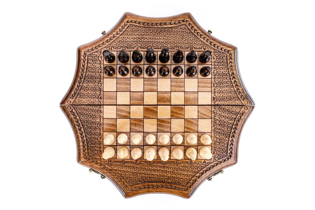 Star-Shaped Wooden Chess Set, 30 cm – photo 6