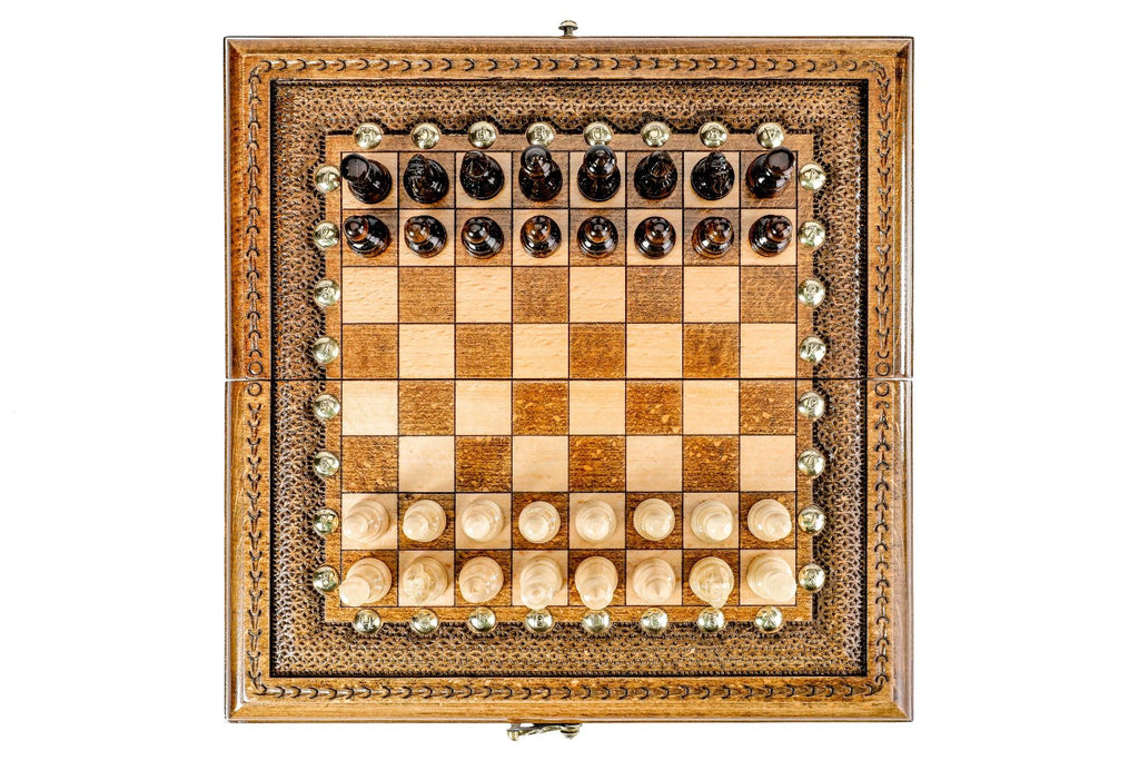 Classic Chess Set with Bronze Letters & Numbers, 30 cm – photo 6