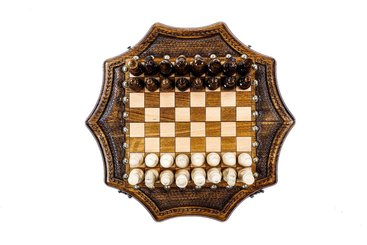 Juego de ajedrez en forma de estrella con letras y tachuelas de bronce, 40 cm – foto 8