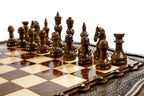 Dark Varnished Chess Table with Drawers & Contour Outline, 60 cm – photo 7