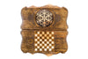 Backgammon With Ornamental Snowflake Motif, With Copyrighted Mount Ararat Outline - HrachyaOhanyan Co