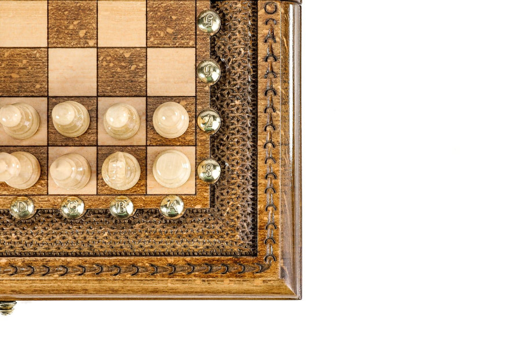 Classic Chess Set with Bronze Letters & Numbers, 30 cm – photo 7