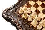 Dark Varnished Chess Table with Drawers & Contour Outline, 60 cm – photo 8