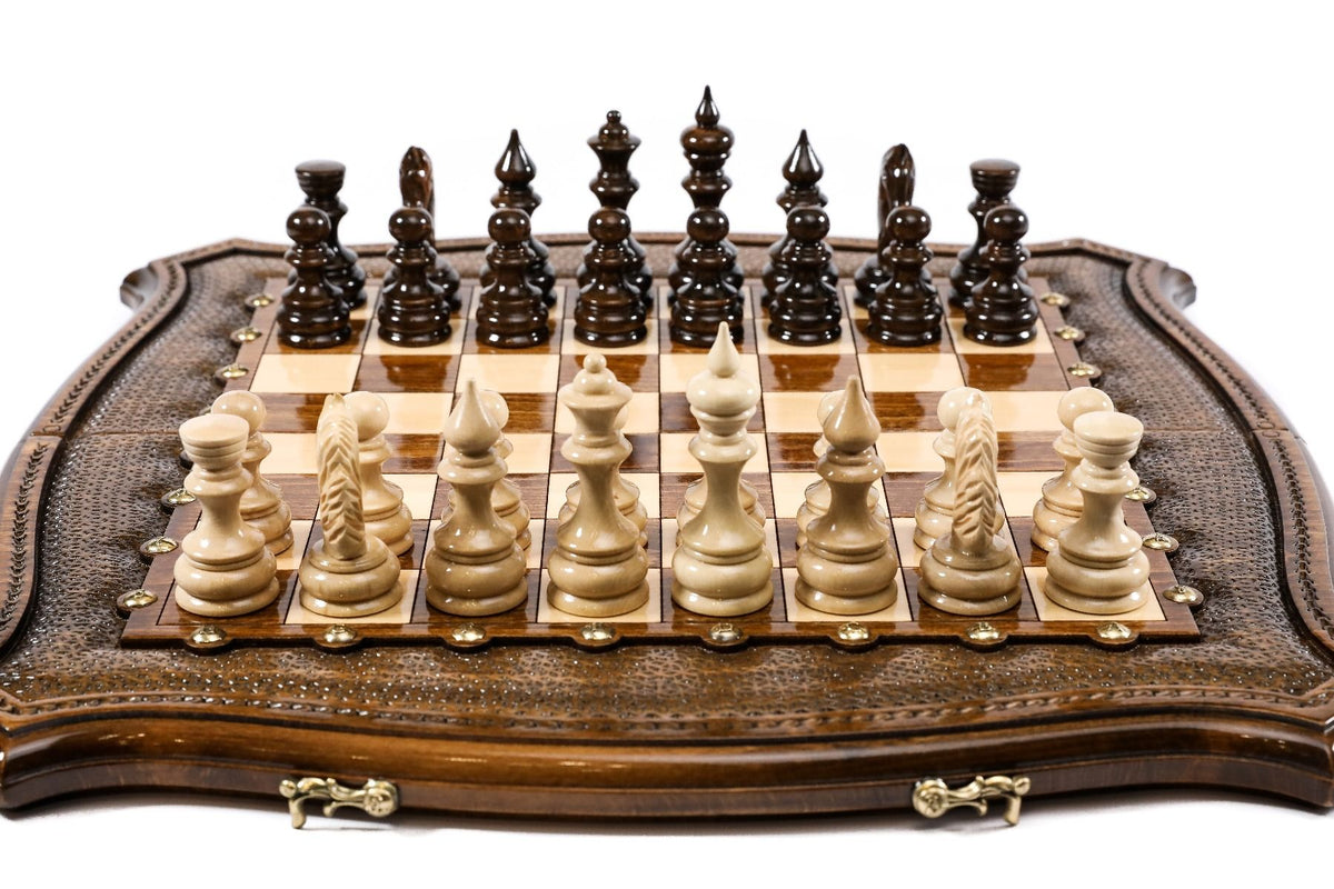 Juego de ajedrez con contorno perfilado y letras de bronce, 50 cm – foto 3