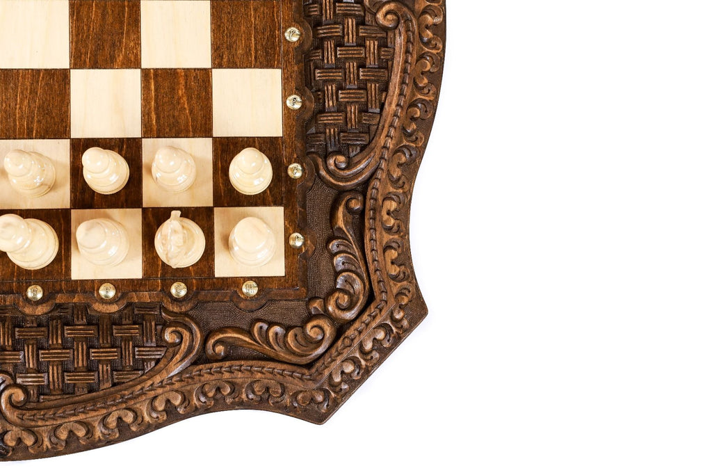 Luxury Chess Table with Ornamental Weave & Carved Legs, 60 cm – photo 9