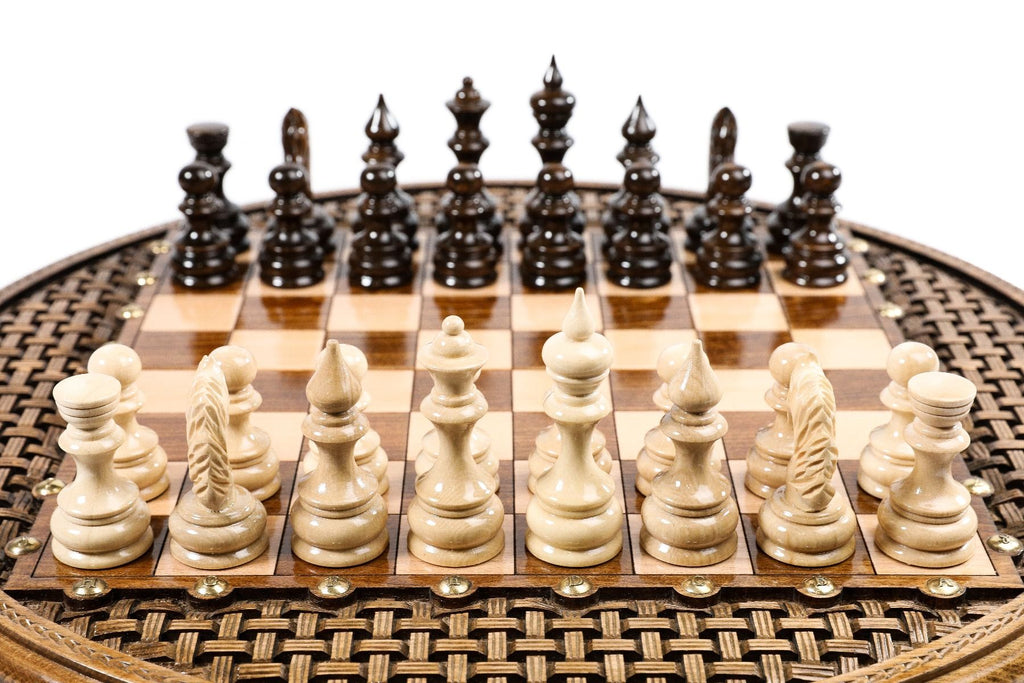 Circular Chess Set with Ornamental Weave Pattern, 50 cm – photo 3