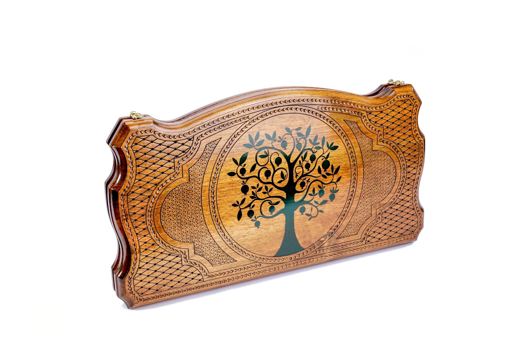 Pomegranate Tree-Epoxy Backgammon With Copyrighted Contour Outline - HrachyaOhanyan Co