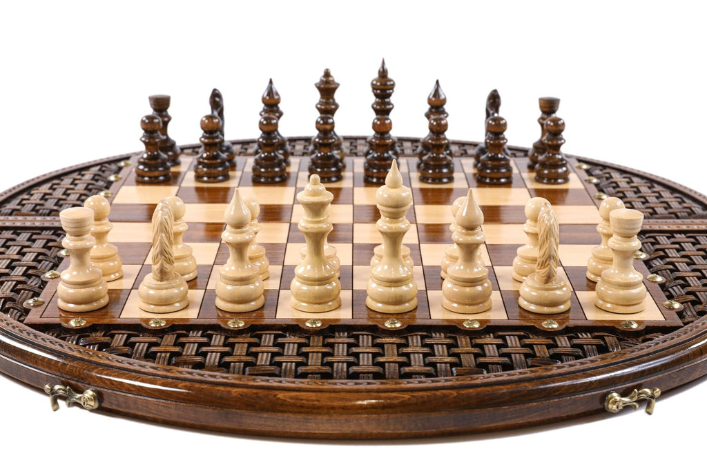 Circular Chess Set with Ornamental Weave Pattern, 60 cm – photo 8