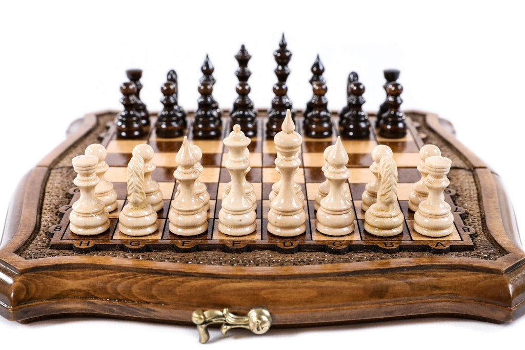 Wooden Travel Chess Set with Contour Outline, 24 cm – photo 9